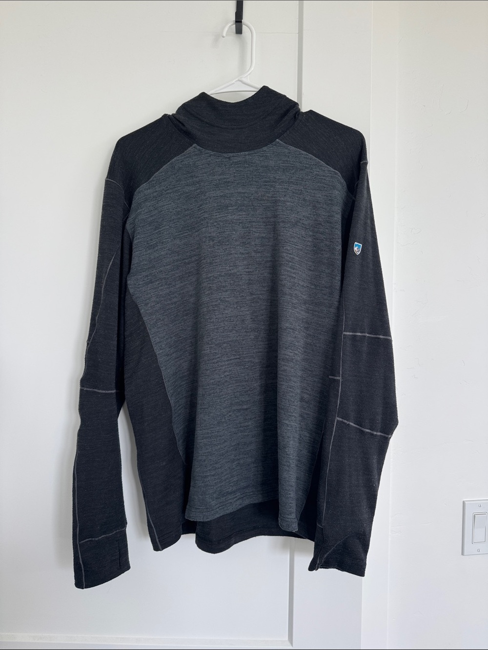 Kuhl Men's Two-Tone Charcoal and Dark Gray Influx Hoodie